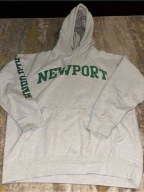 Newport Men's Gray Hoodie with Green Logo